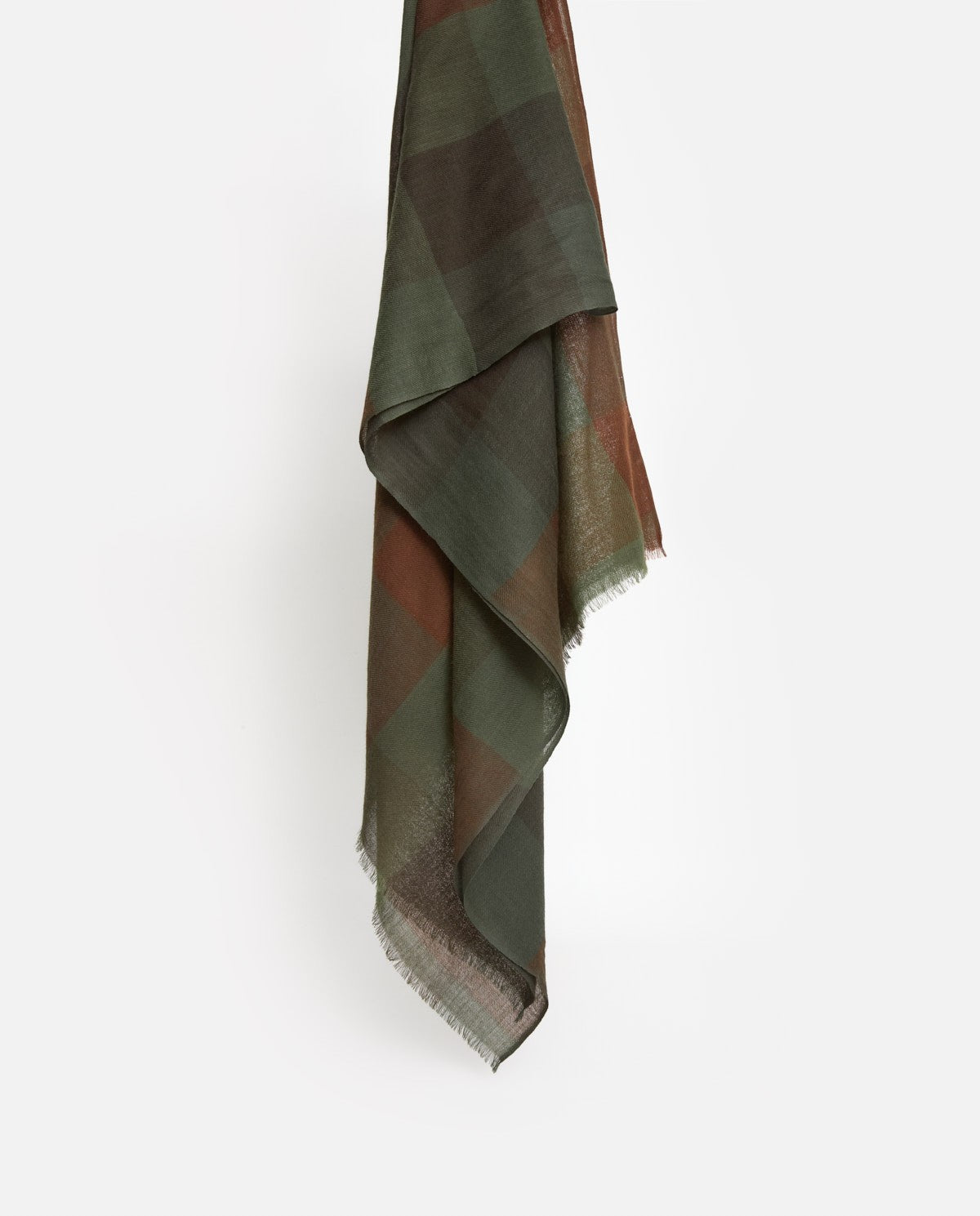 Khaki 100% wool checked foulard