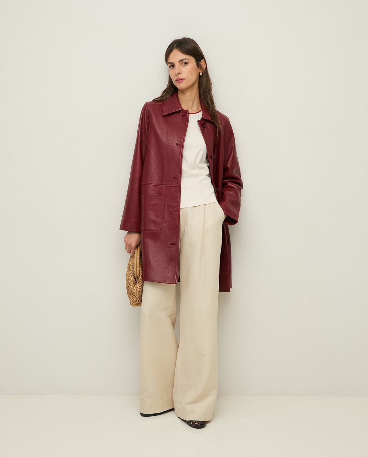 Long Napa leather jacket