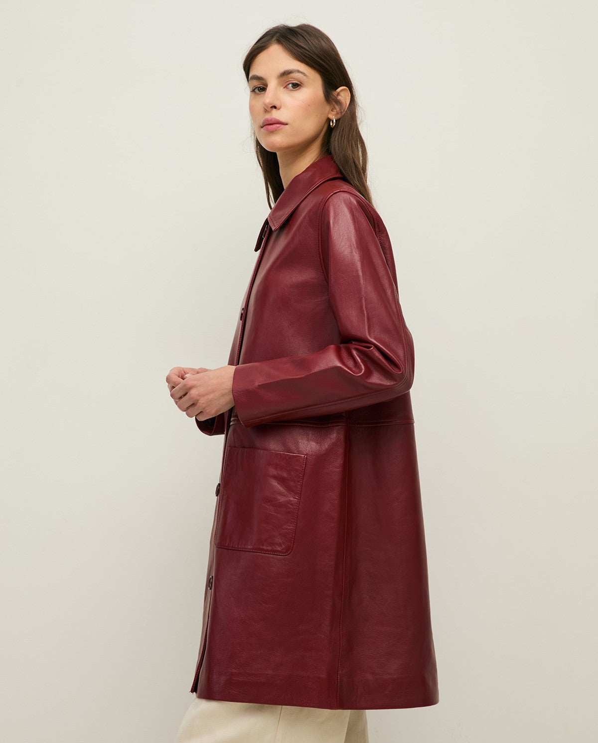 Long Napa leather jacket