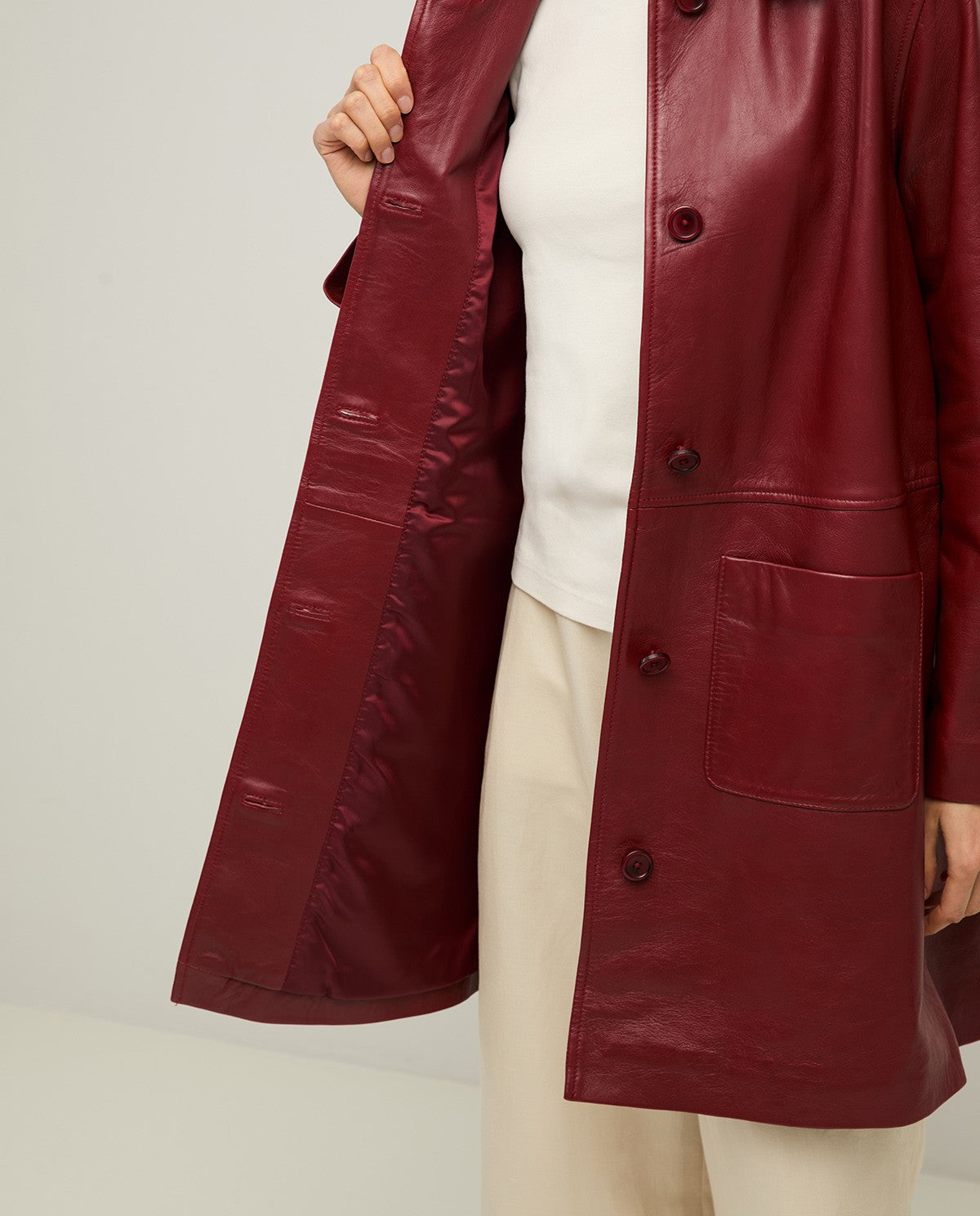 Long Napa leather jacket