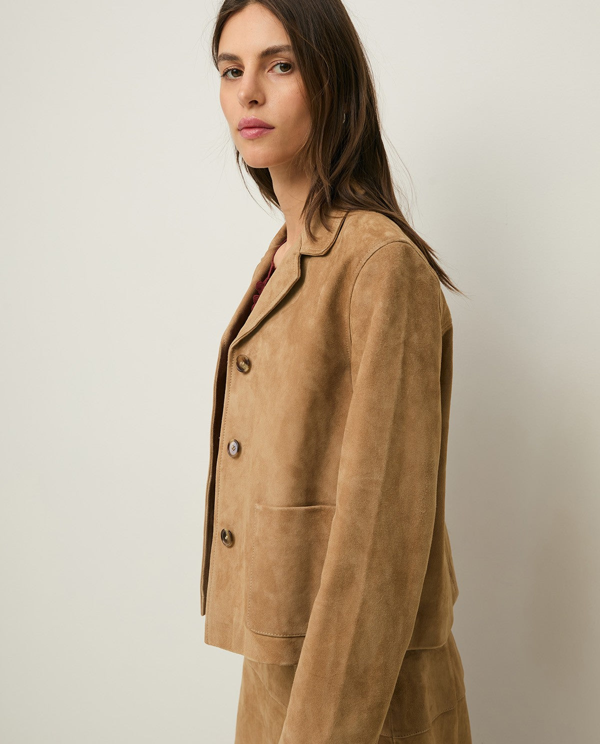 Suede jacket with lapels