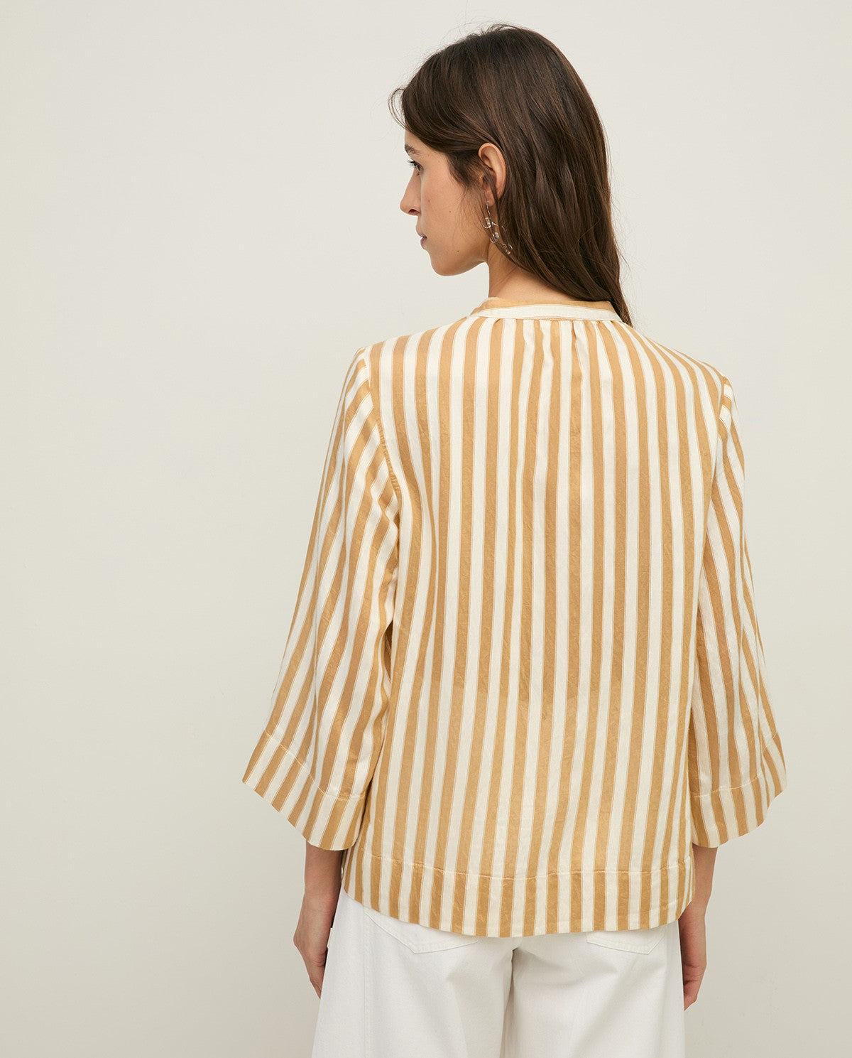 Striped Mao-neck blouse