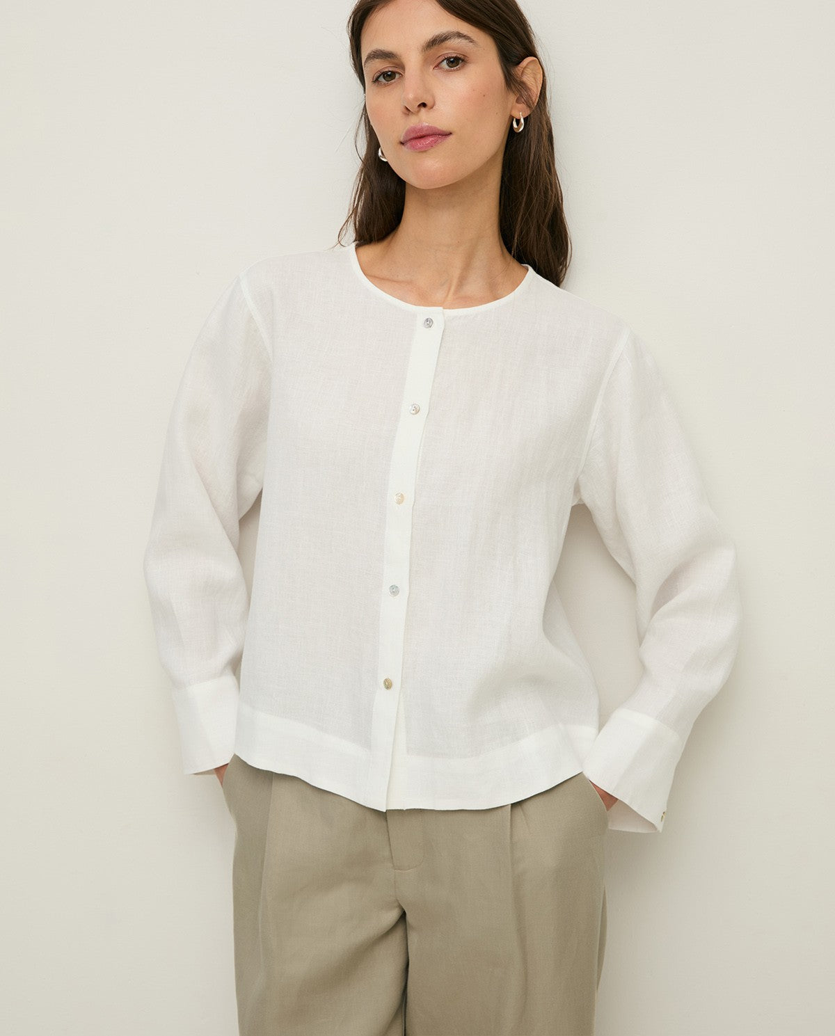 Long-sleeve hemp blouse
