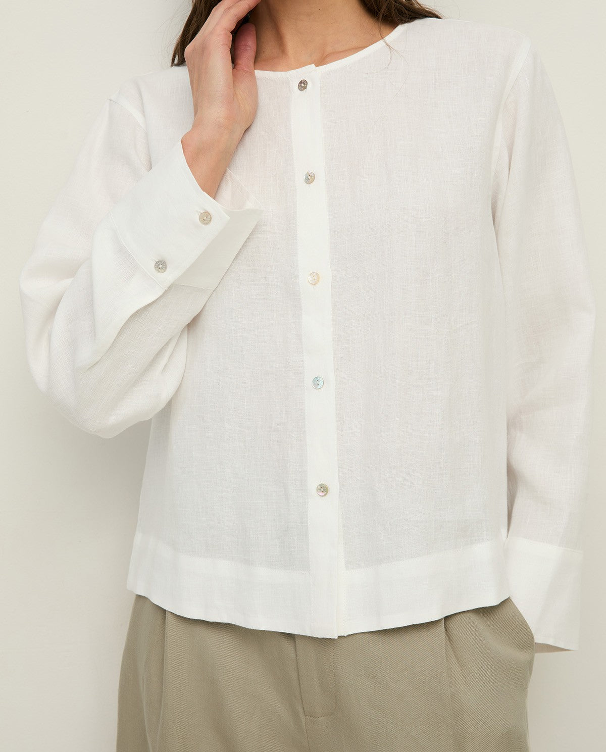 Long-sleeve hemp blouse