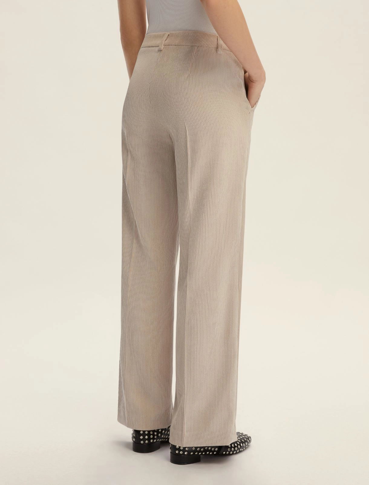 Straight-fit velvet trousers - OFF WHITE