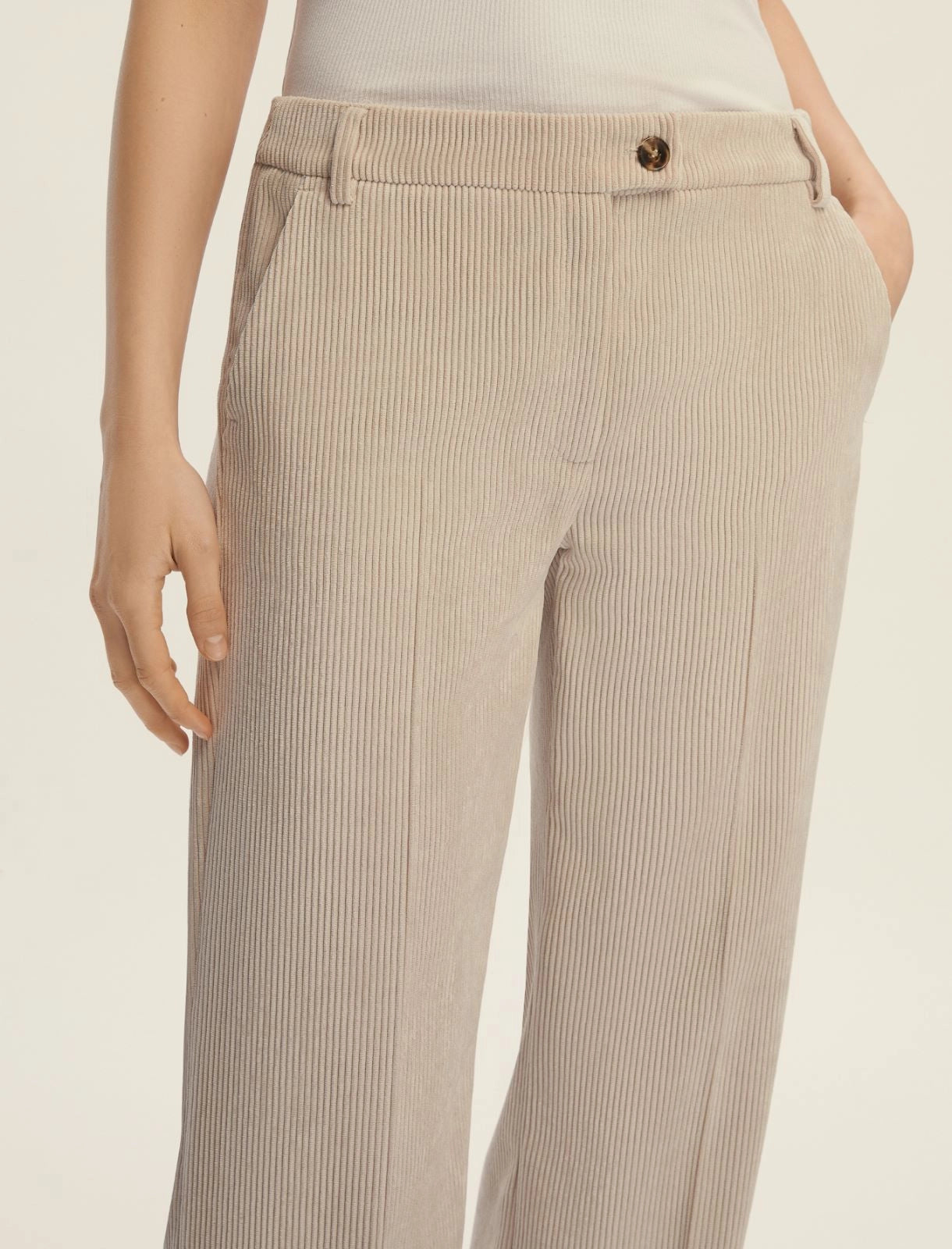 Straight-fit velvet trousers - OFF WHITE