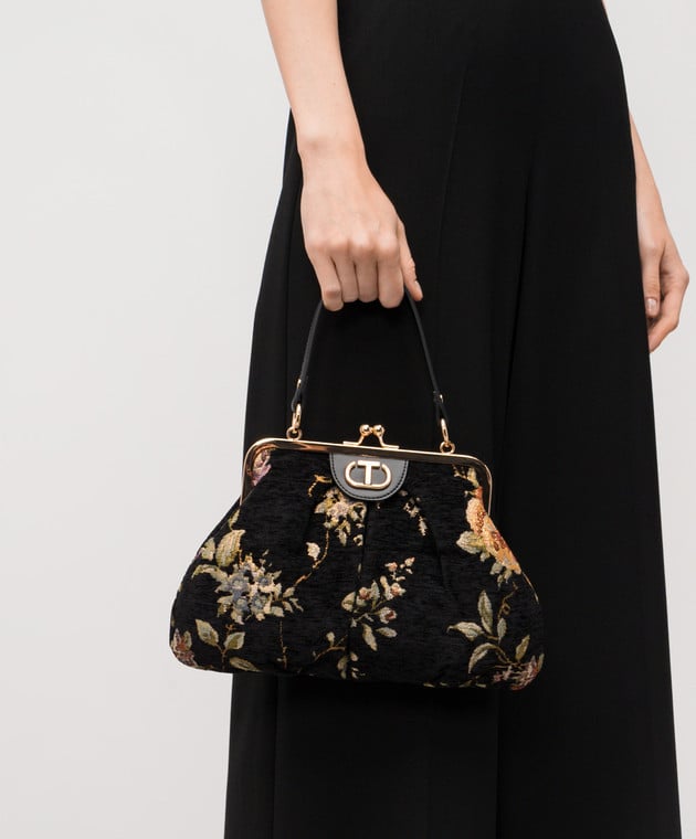 Floral jacquard shoulder bag