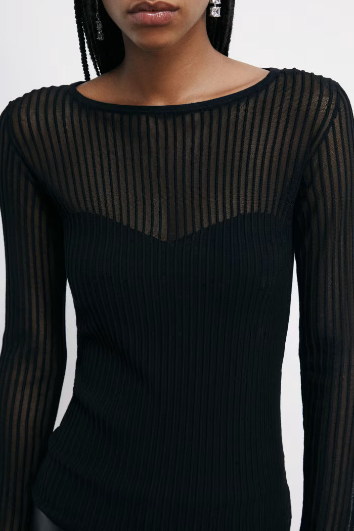 Fitted transparent ribbed top
