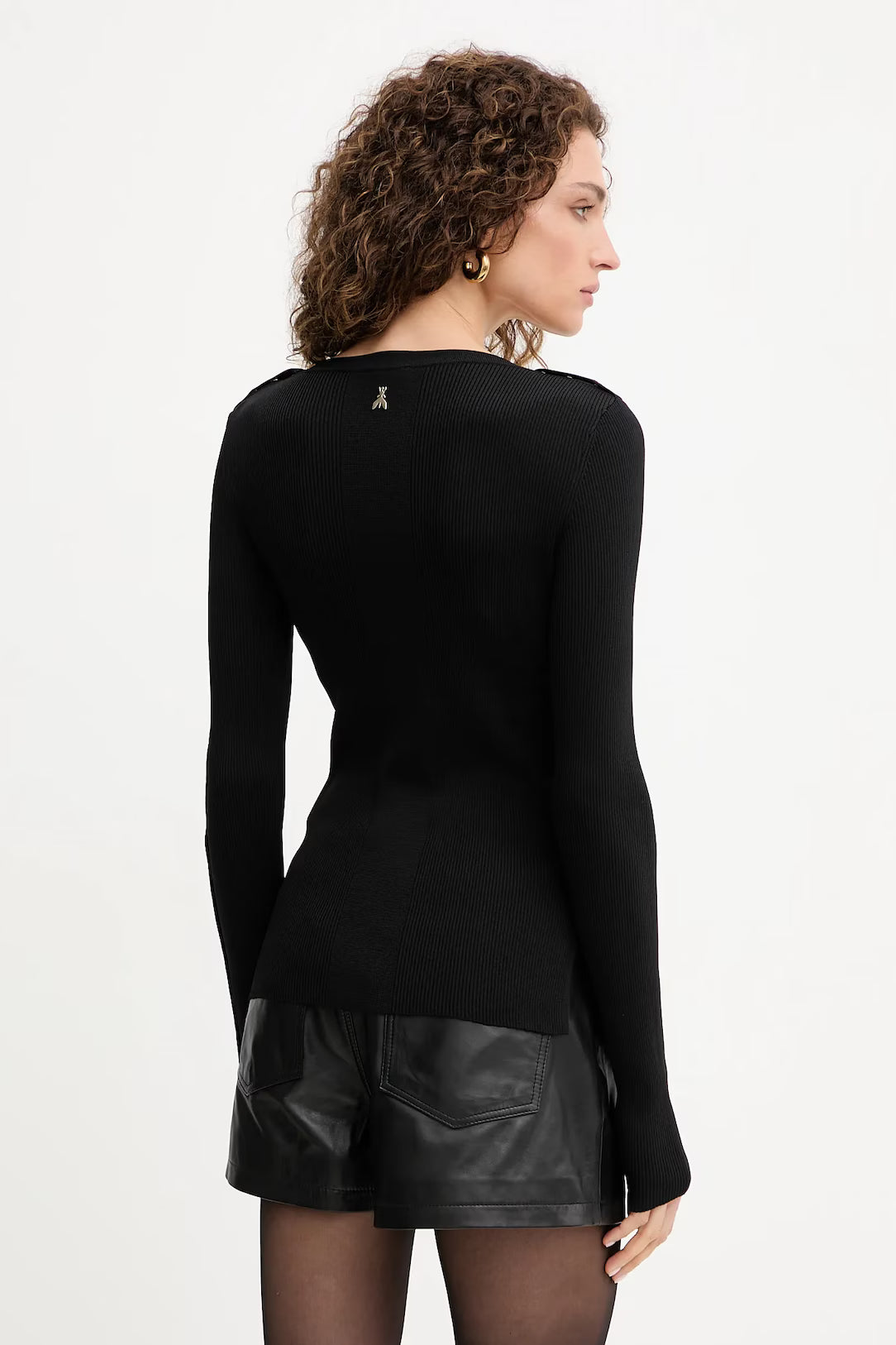 V-neck ribbed sweater black