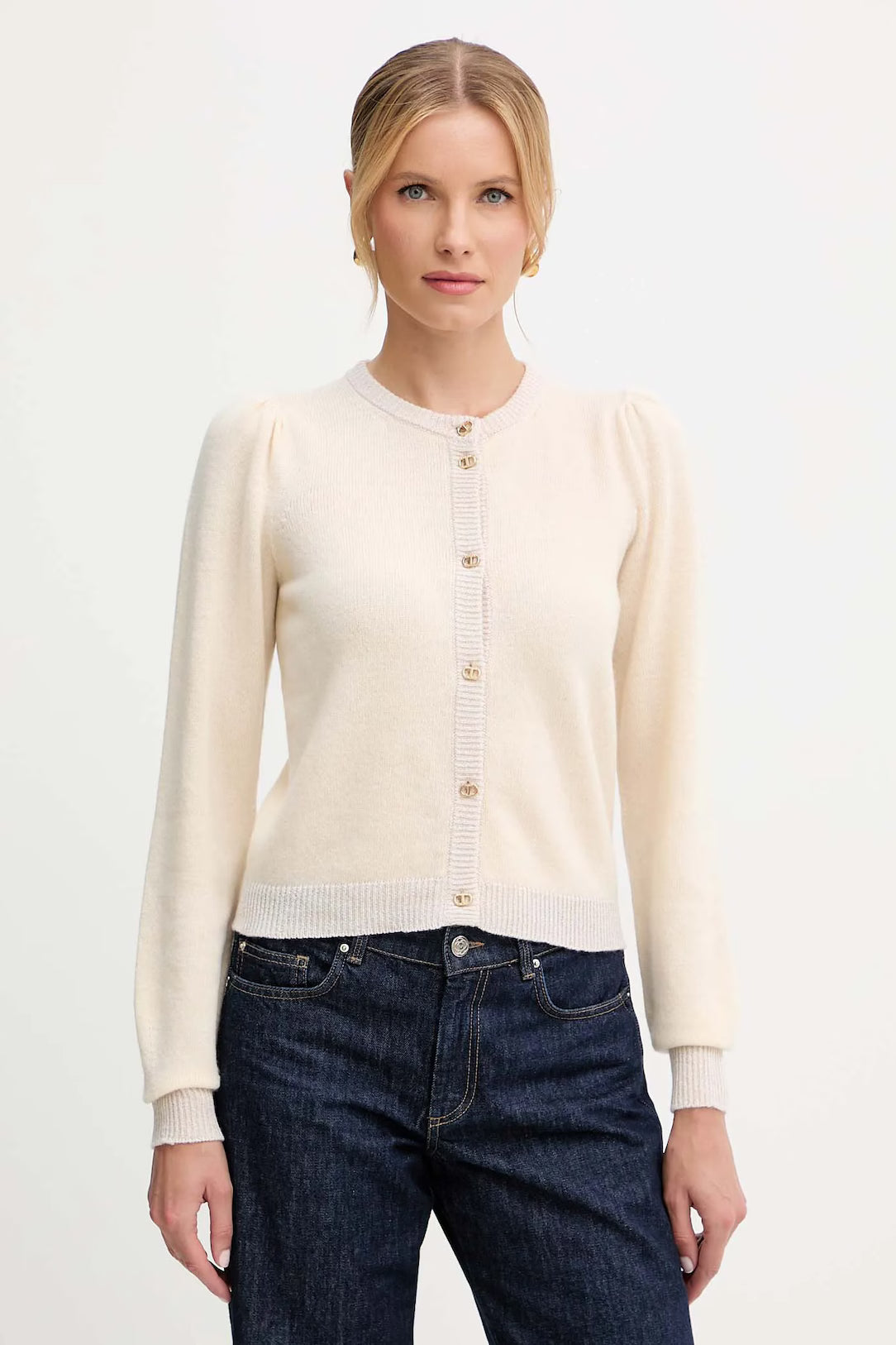 Cashmere blend cardigan with lurex