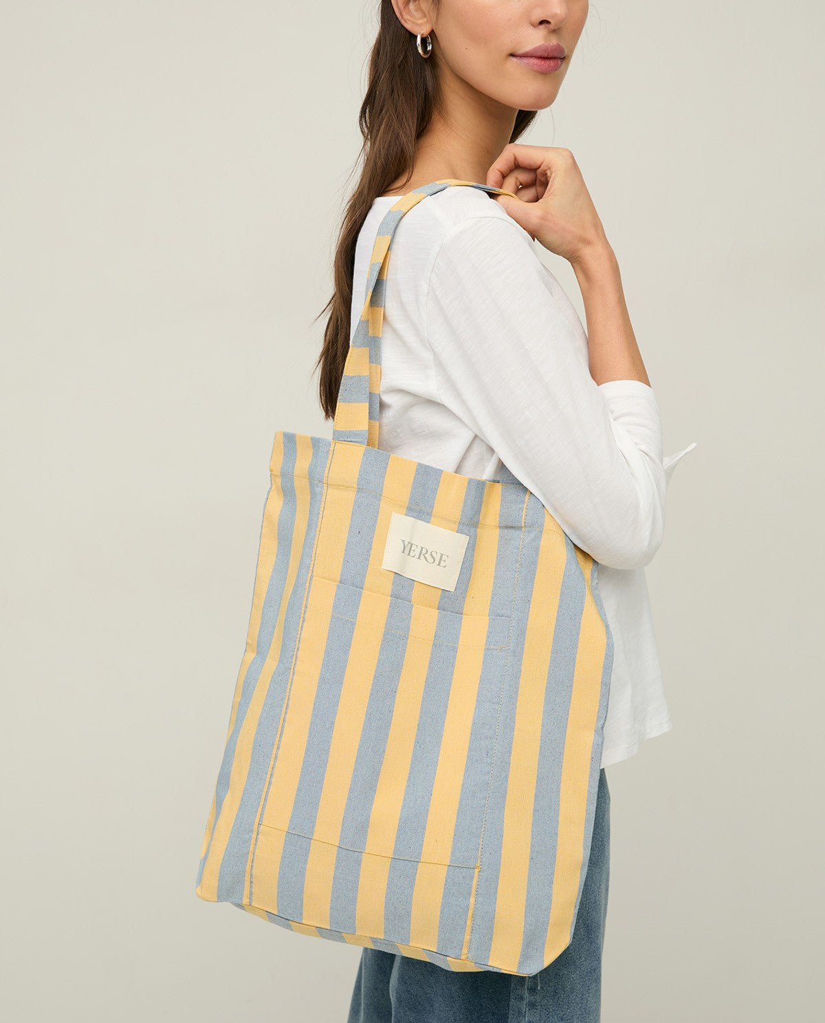 Striped tote bag