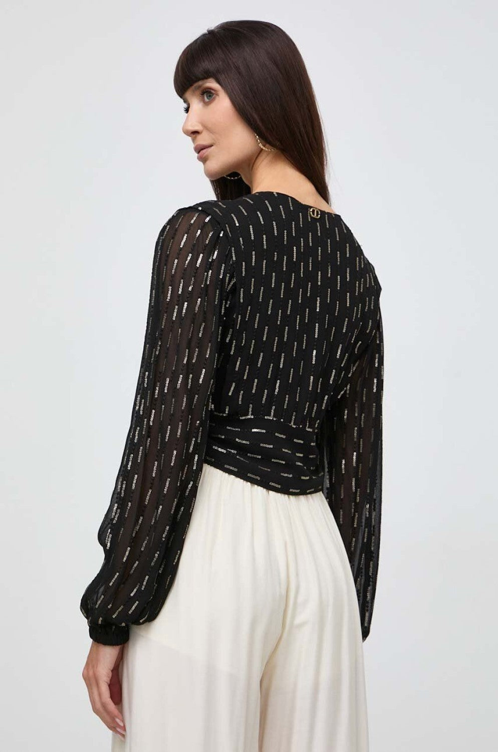 Long sleeves sequins blouse