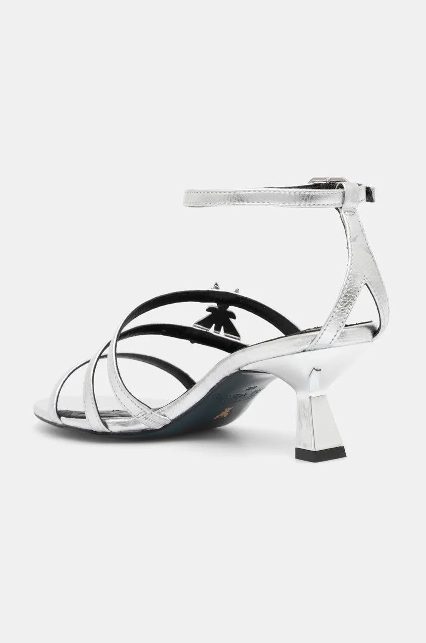 Silver leather heels