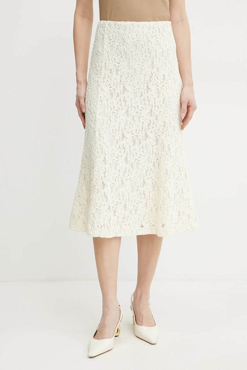 Midi skirt in floral lace
