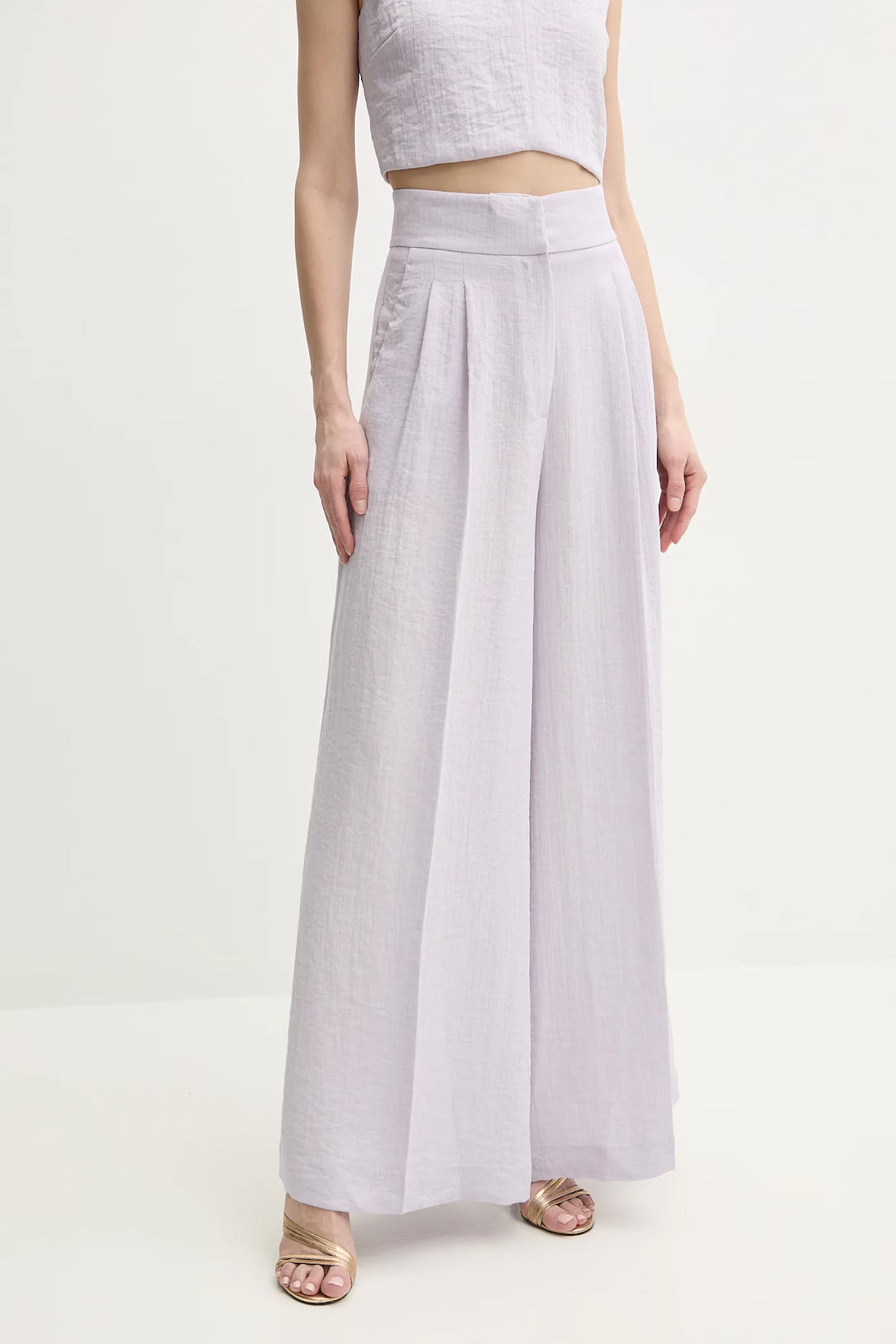 Lilac high-waisted wide-leg pants