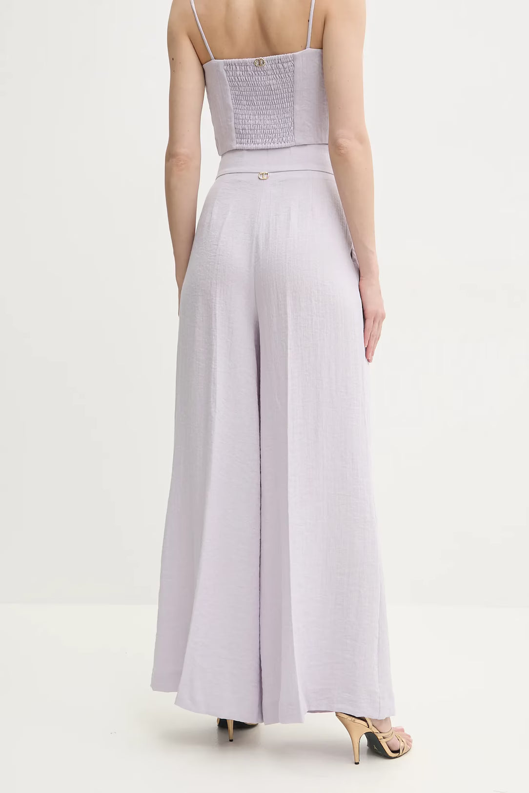 Lilac high-waisted wide-leg pants