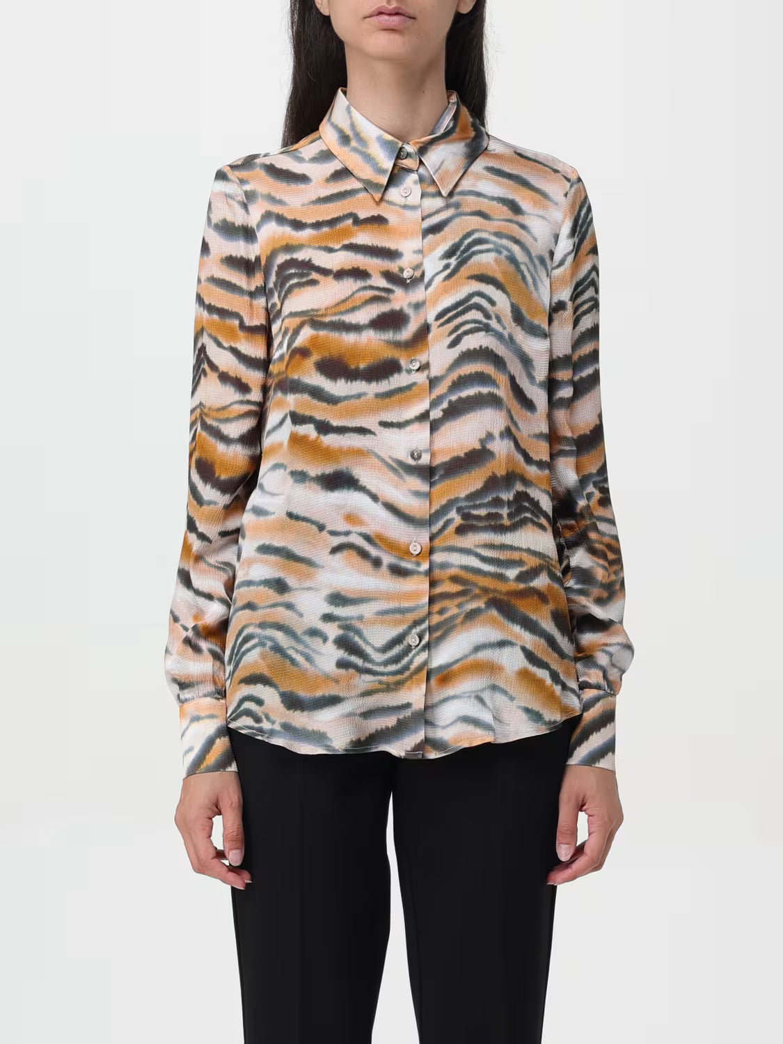 Satin animal print shirt