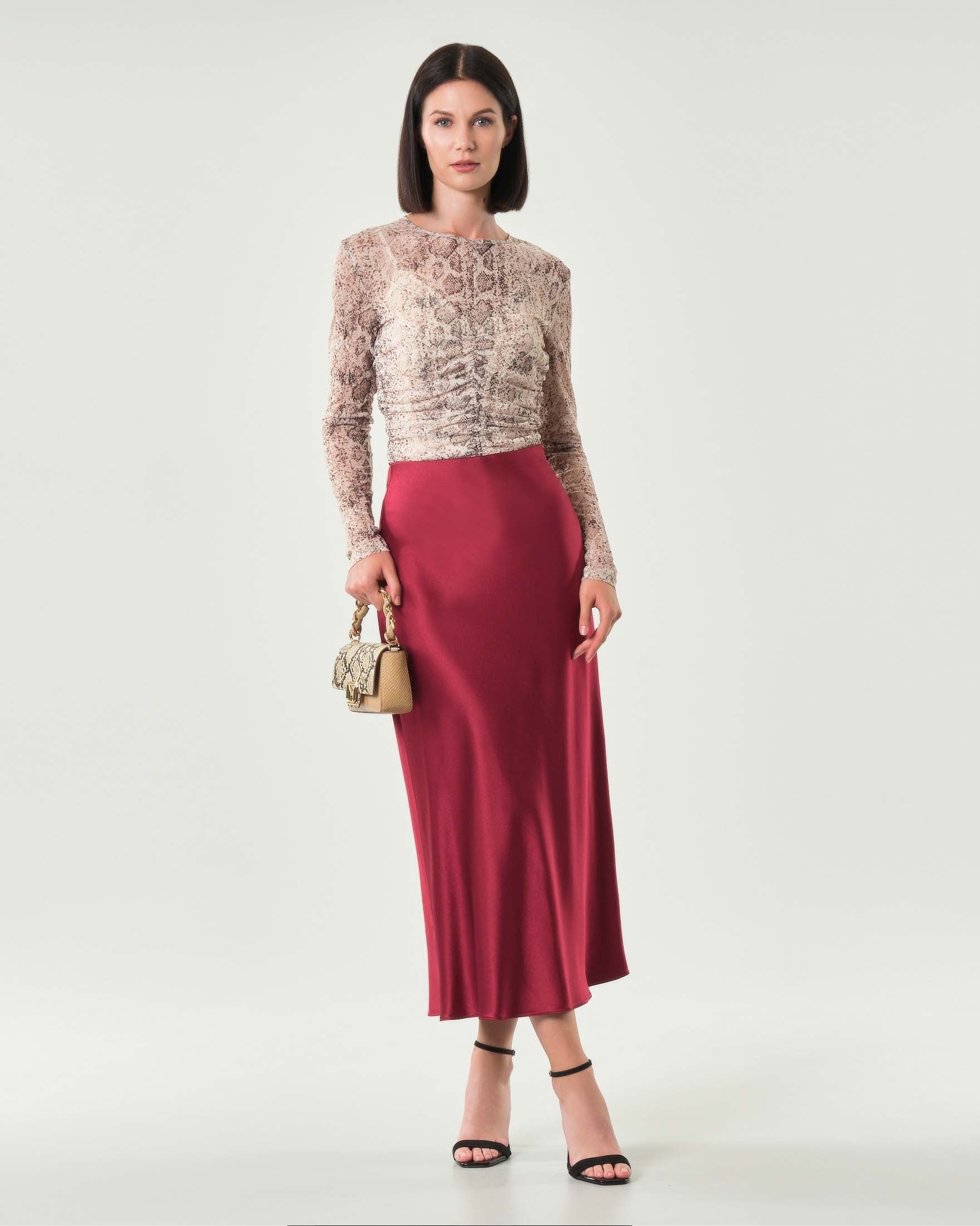 Bordeaux satin skirt