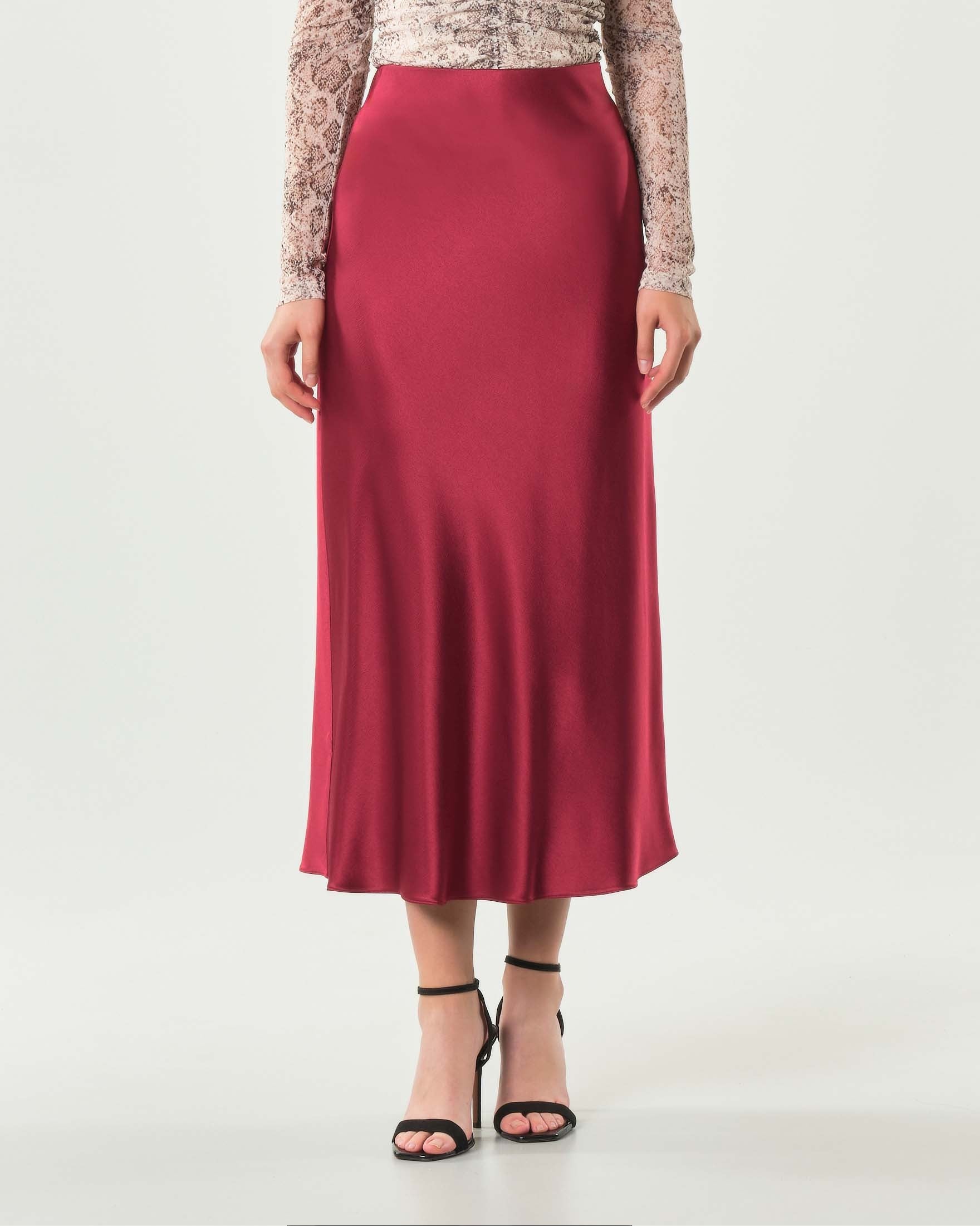 Bordeaux satin skirt