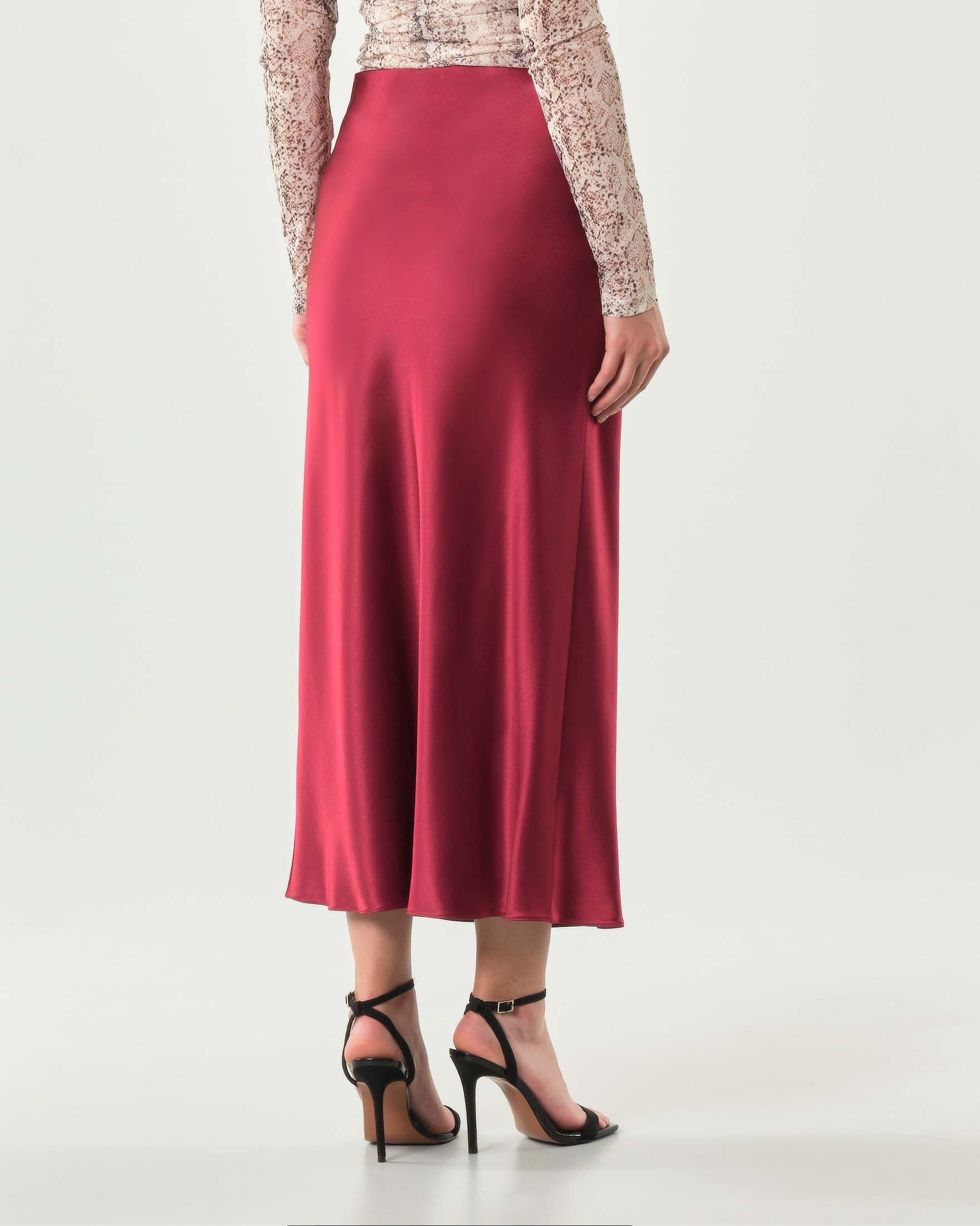 Bordeaux satin skirt