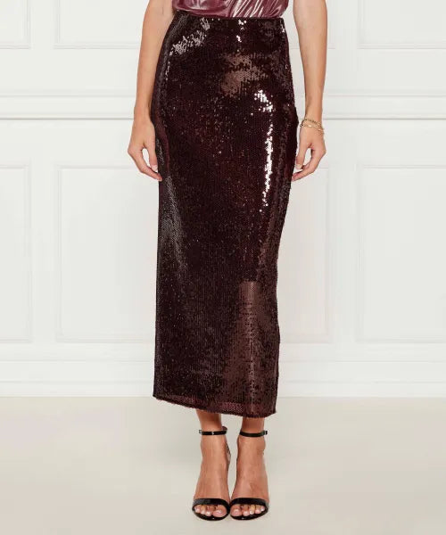 Sequined long tulle skirt