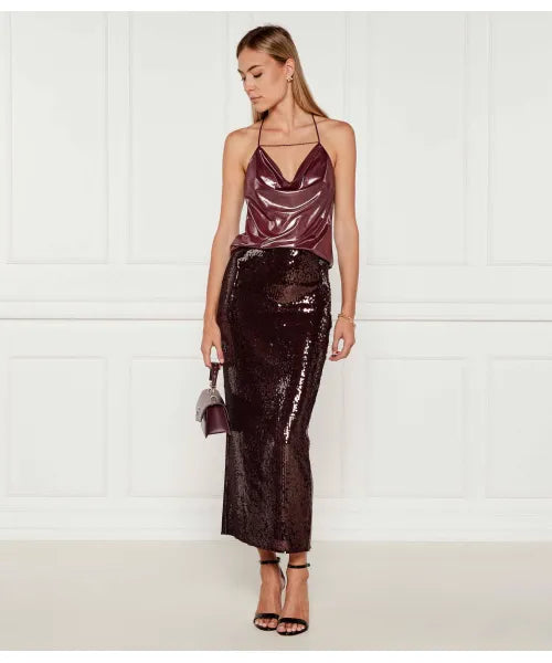 Sequined long tulle skirt