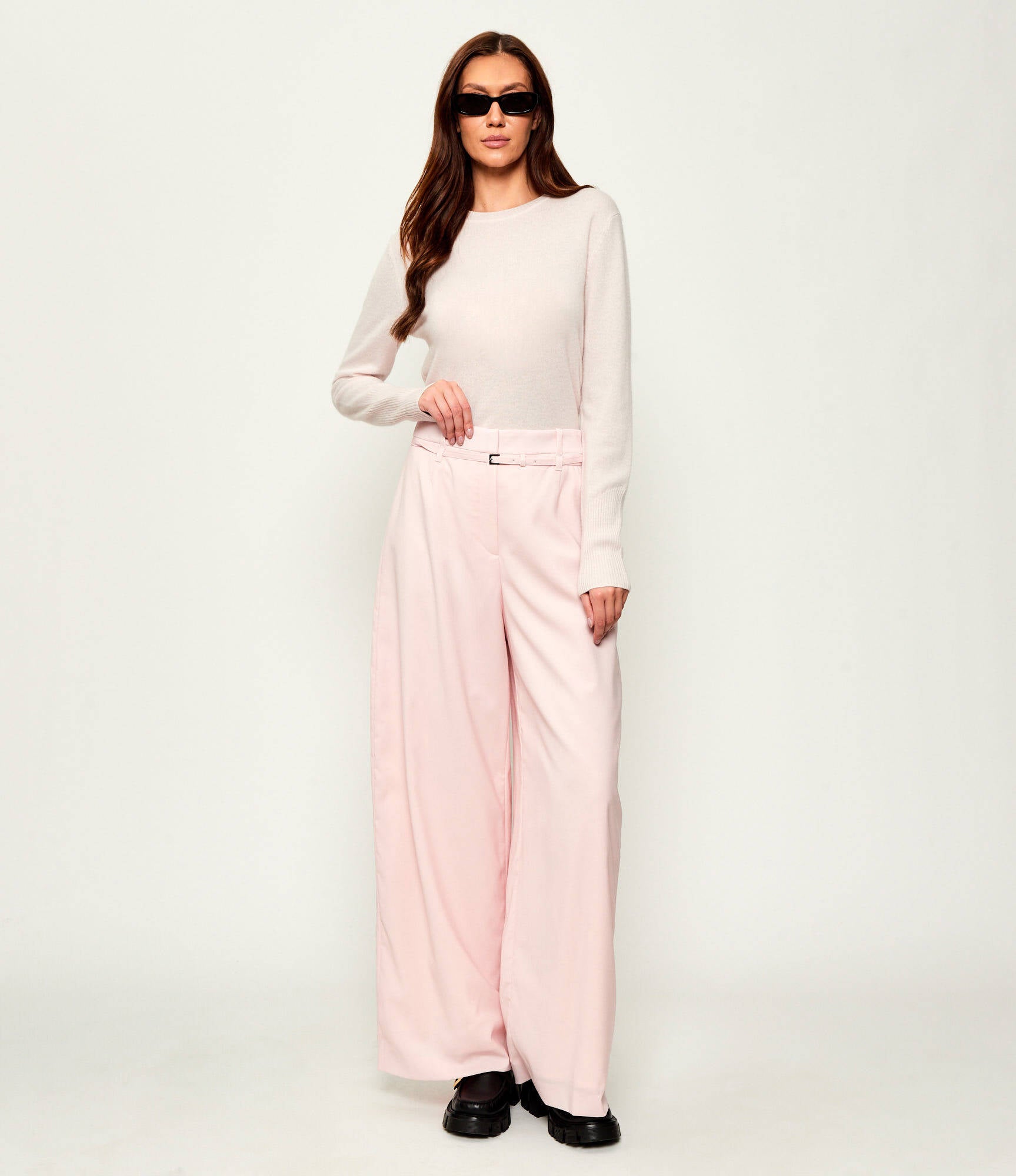 Crew neck cashmere sweater pink