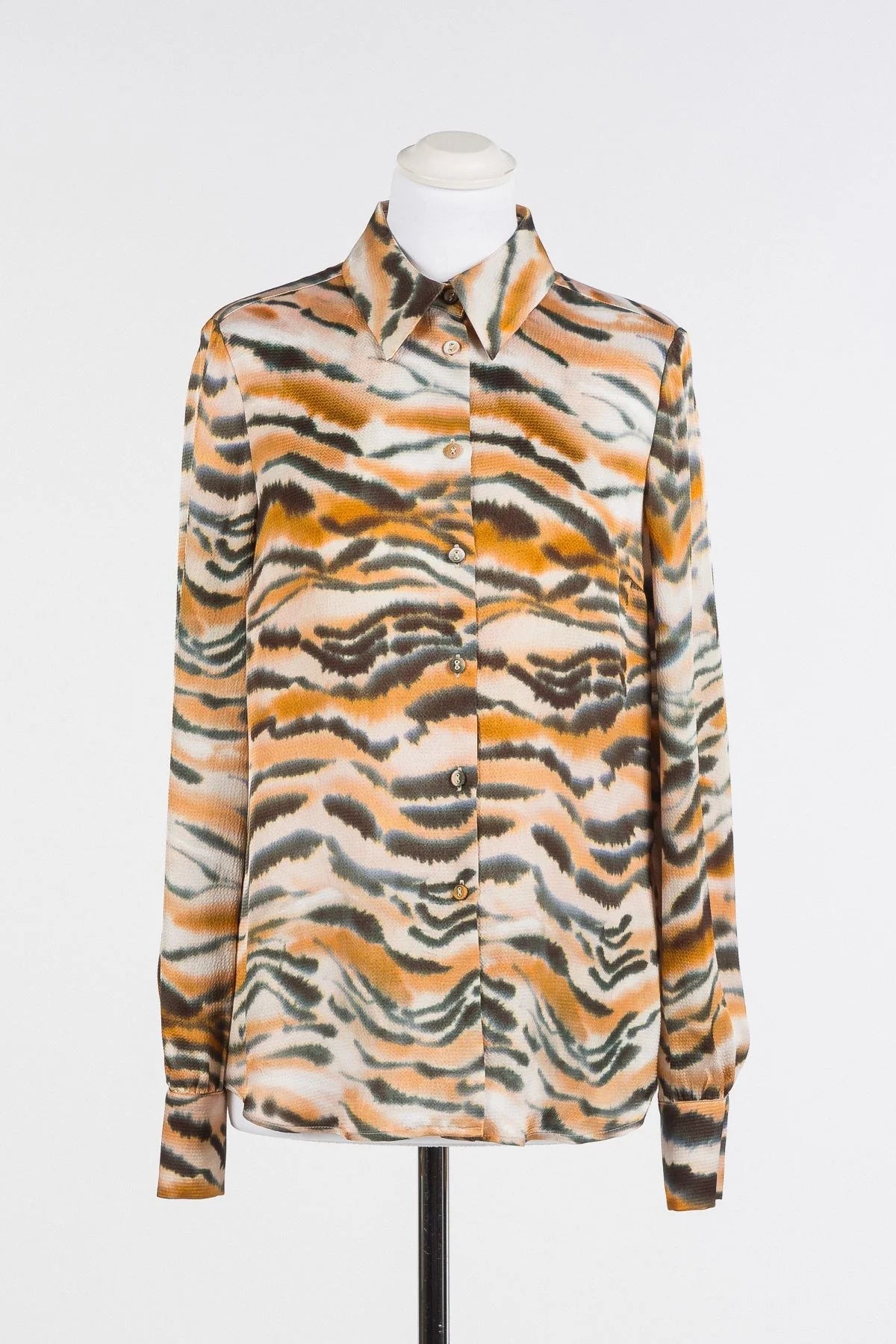 Satin animal print shirt