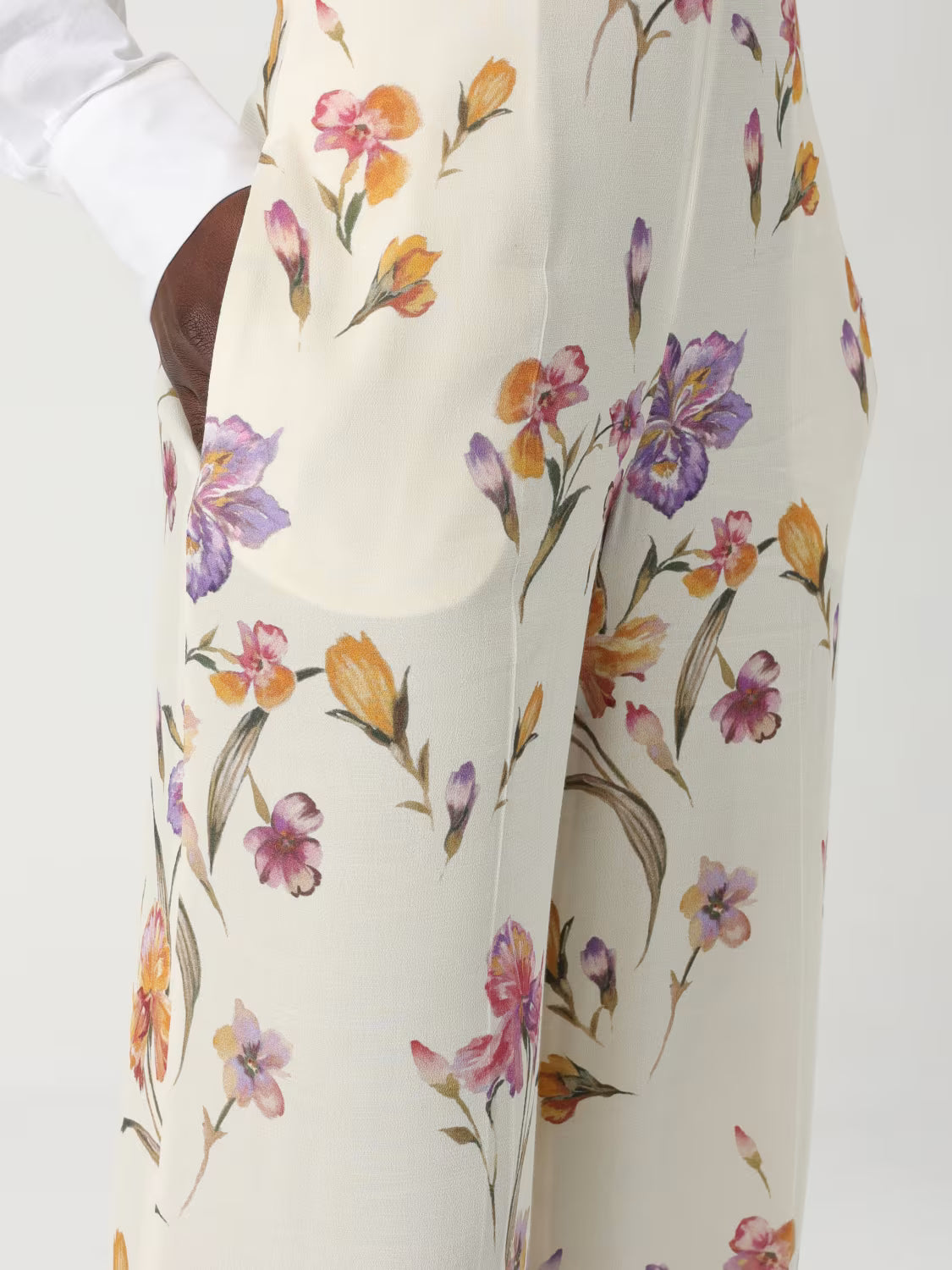 Crêpe de Chine floral trousers