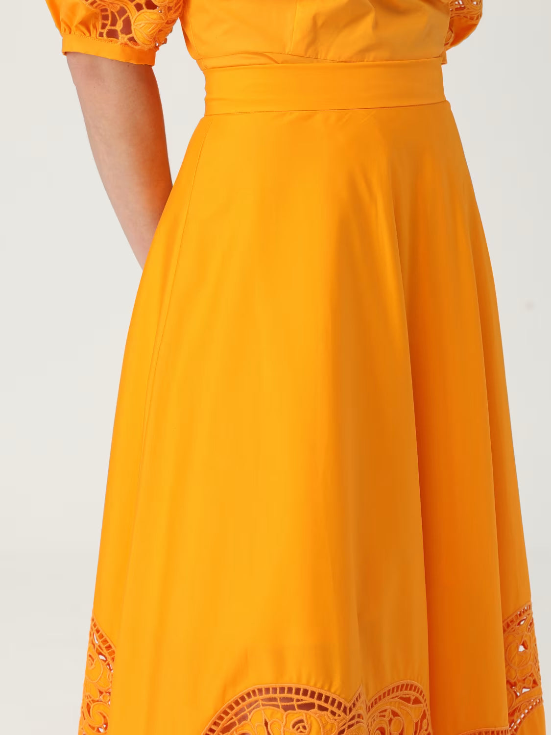 Long skirt in broderie anglaise poplin